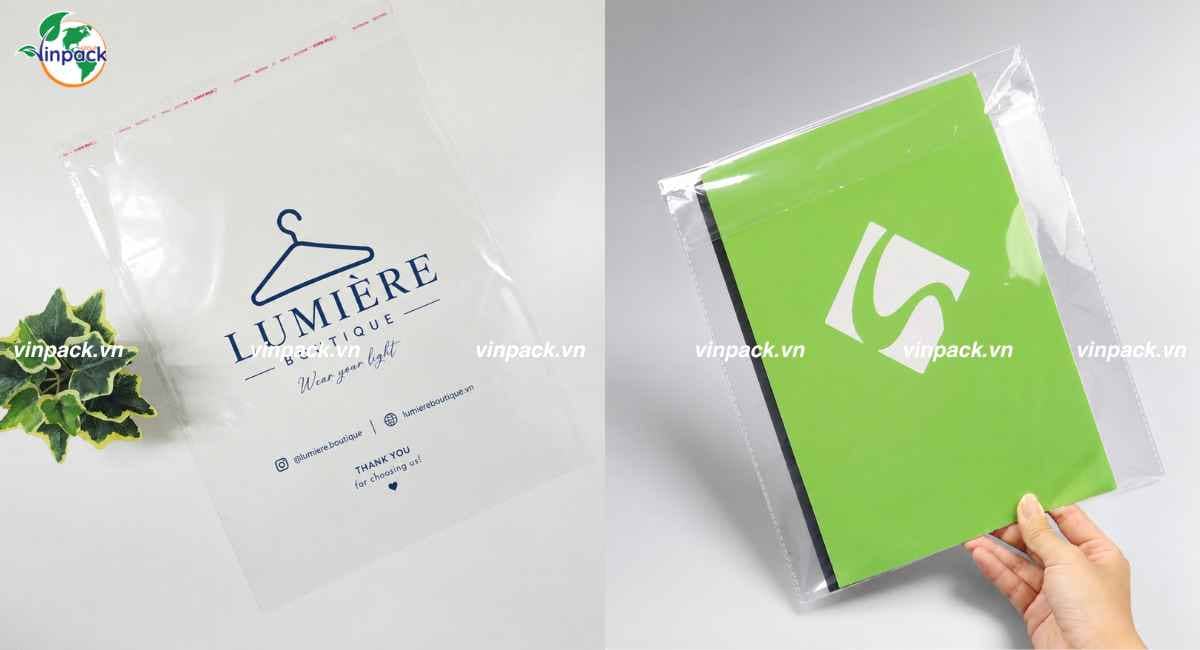 Túi nilon dán miệng chất liệu OPP trong suốt in lụa 2 màu
