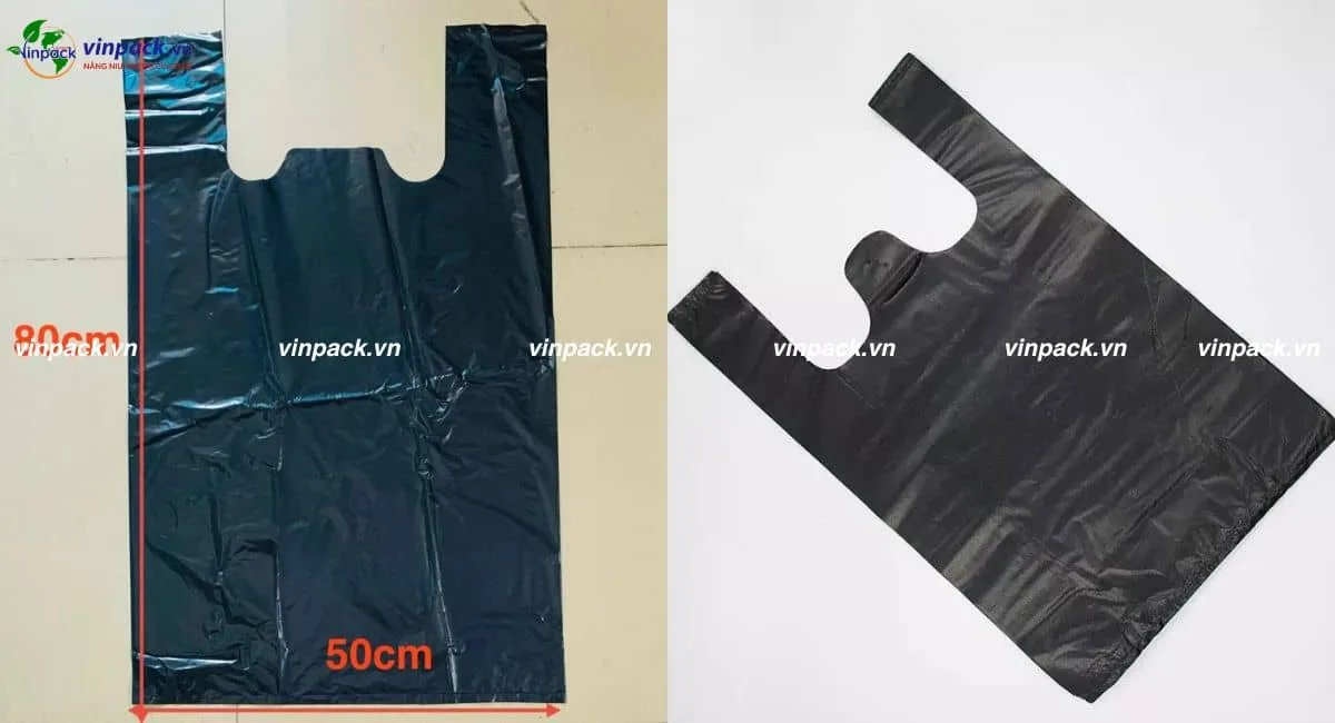 Túi đựng rác có quai màu đen kích thước lớn