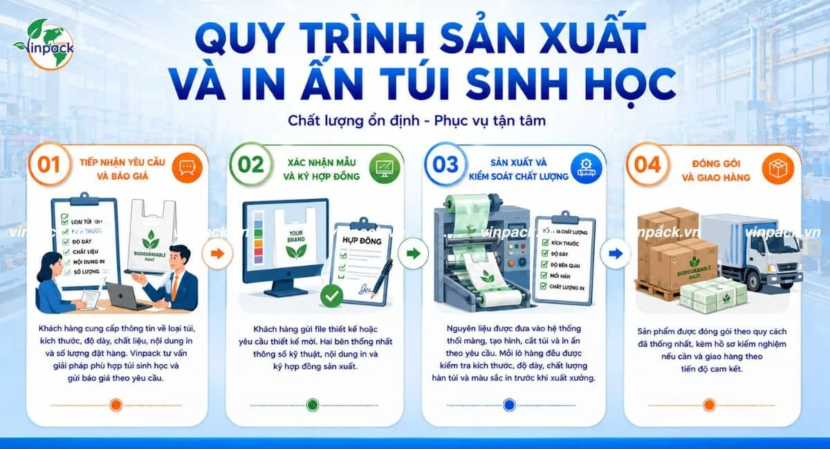 Quy trình sản xuất in ấn túi sinh học