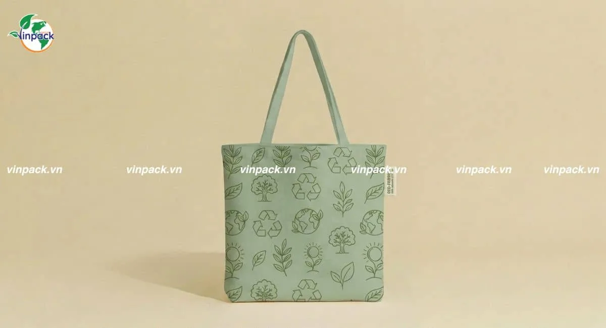 Túi vải bố canvas dạng tote in đơn giản