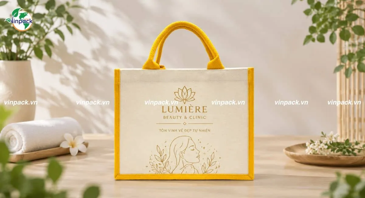 Mẫu túi vải đay dạng túi hộp có quai xách