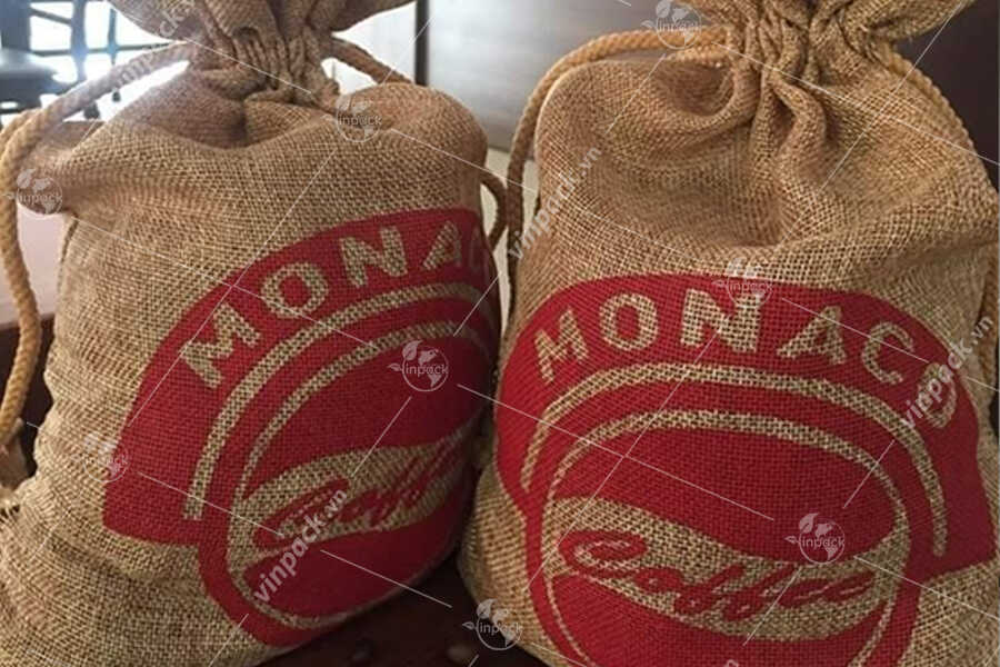 Túi vải đay đựng cà phê với màu vàng nâu tự nhiên