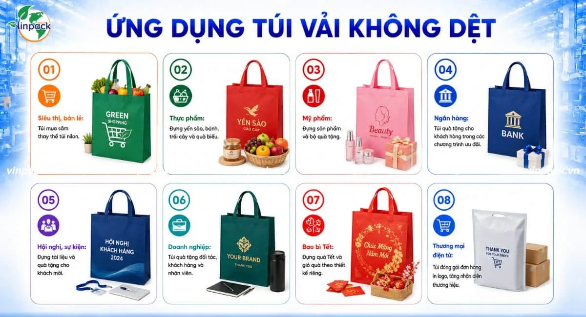 Ứng dụng túi vải không dệt cho các ngành hàng