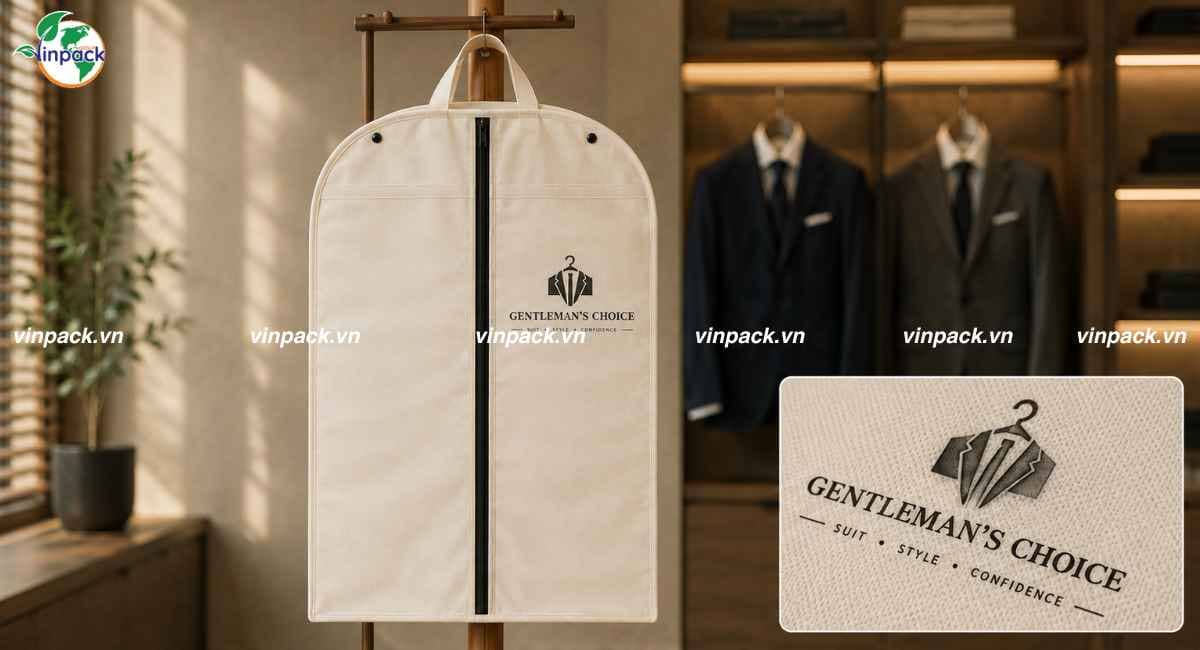 Túi vải không dệt đựng áo vest in logo thương hiệu theo yêu cầu doanh nghiệp