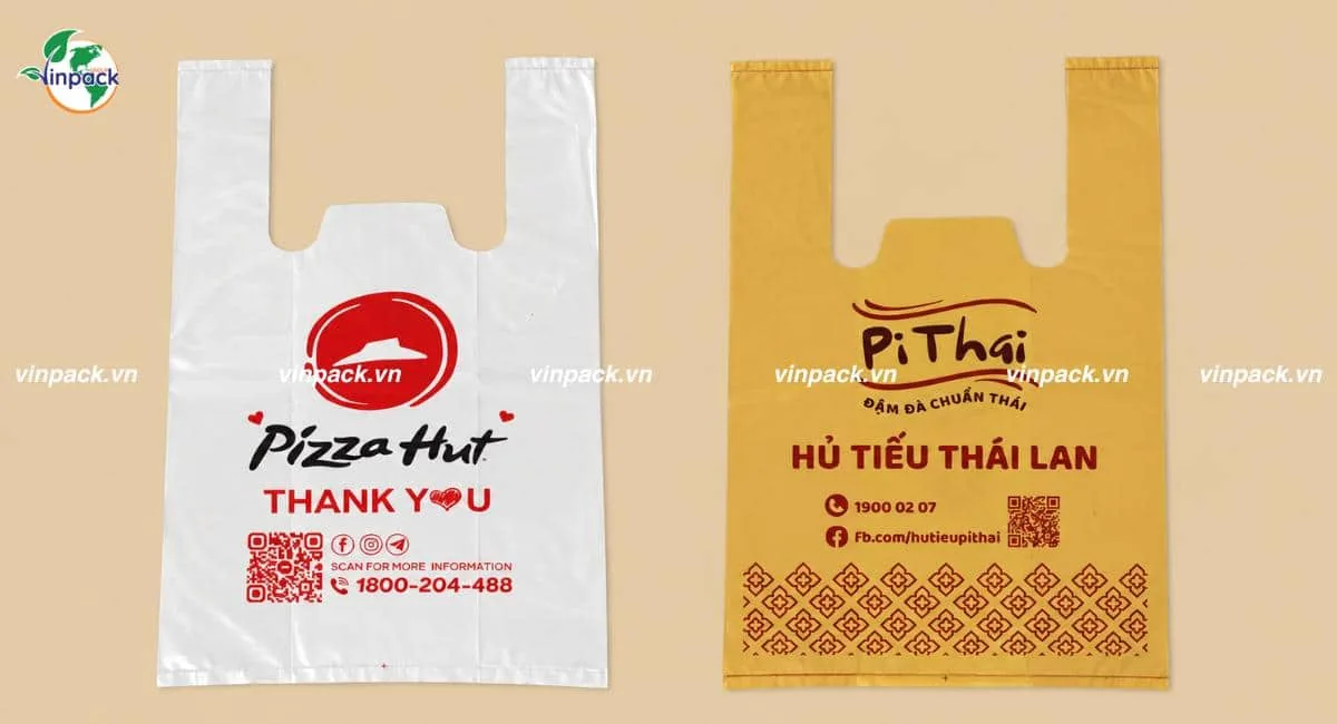 Mẫu túi xốp 2 quai cho ngành FnB