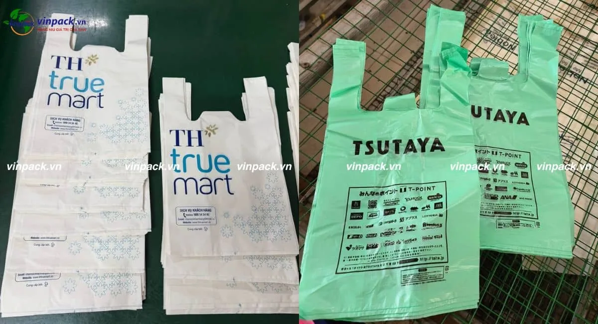 Mẫu túi xốp siêu thị in trục lụa 2-3 màu đơn giản