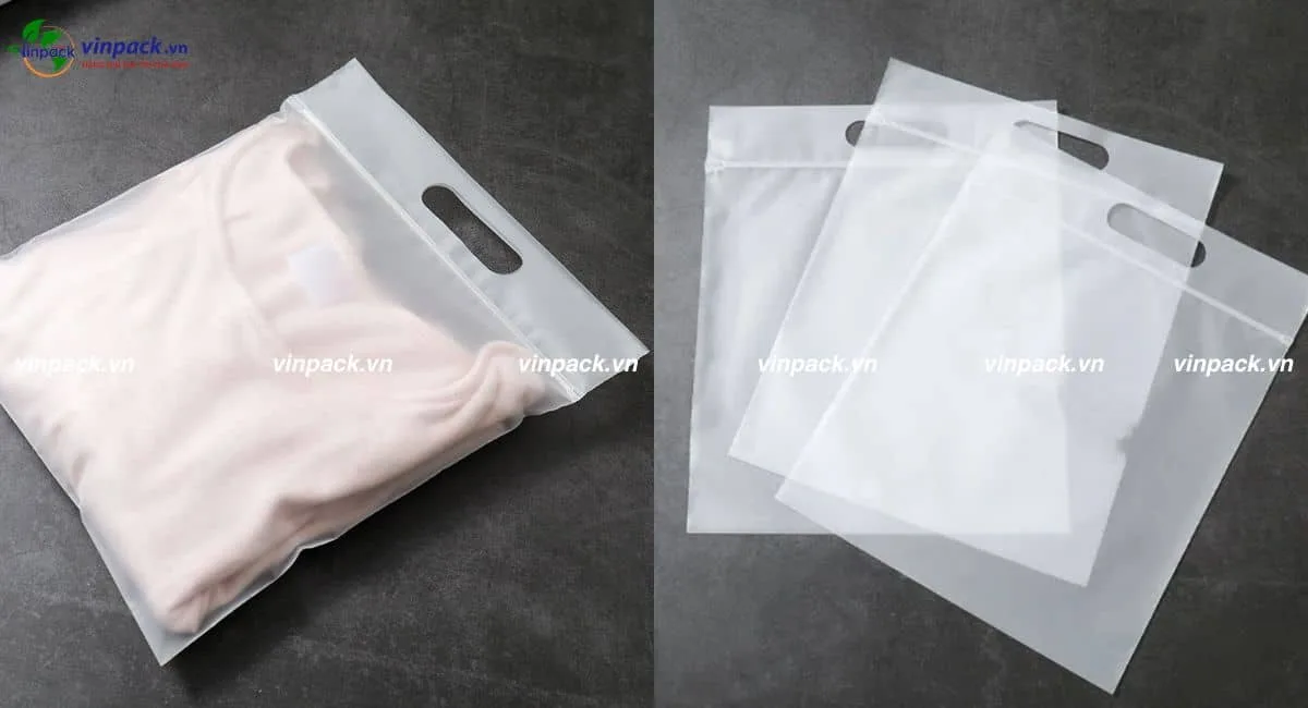 Túi zipper quai xách đục lỗ xoài HD