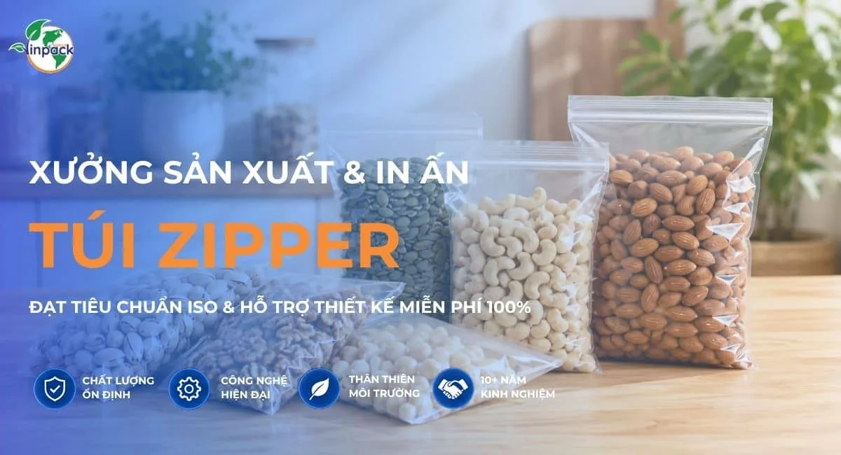 Xưởng sản xuất in túi zipper theo yêu cầu