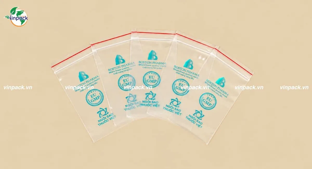 Mẫu túi zipper chỉ đỏ loại túi nhỏ cho nhà thuốc