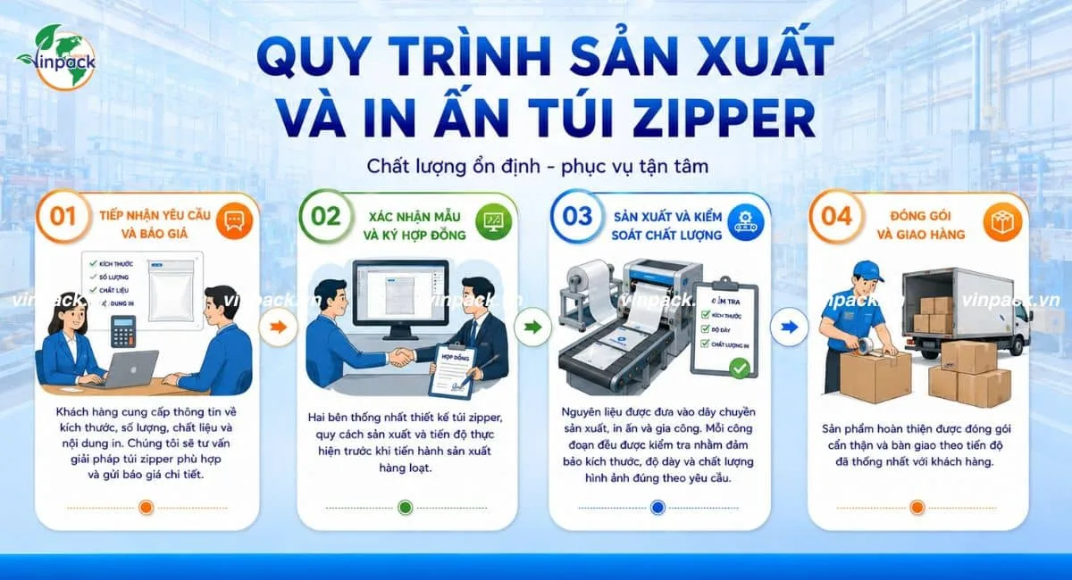Quy trình sản xuất in ấn túi zipper theo yêu cầu