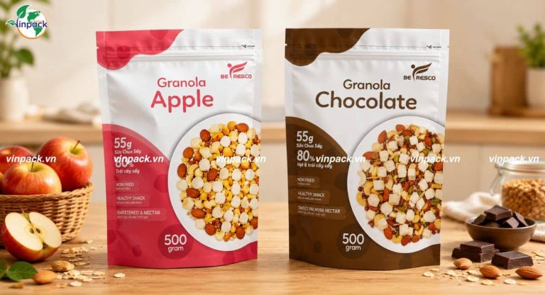Túi zipper đáy đứng đựng Granola