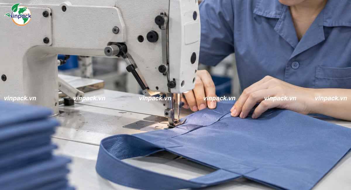 Xưởng may túi vải không dệt đựng mỹ phẩm số lượng lớn cho các thương hiệu mỹ phẩm
