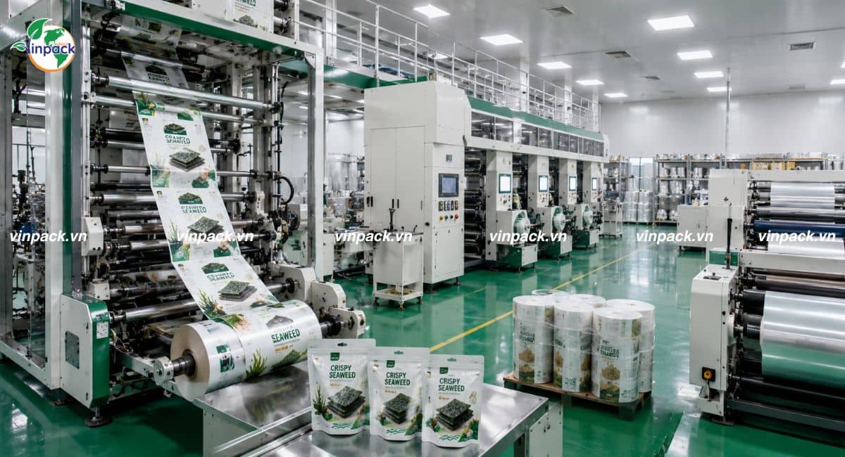Xướng sản xuất bao bì rong biển sấy giòn