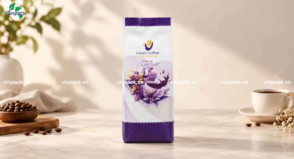 Bao Bì Cà Phê Laven Coffee: Túi Xếp Hông 3 Lớp
