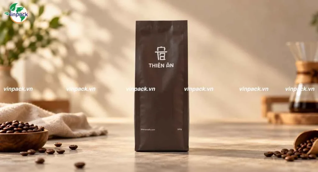 Bao Bì Cà Phê Thiên Ân Coffee: Túi 4 Cạnh 500g