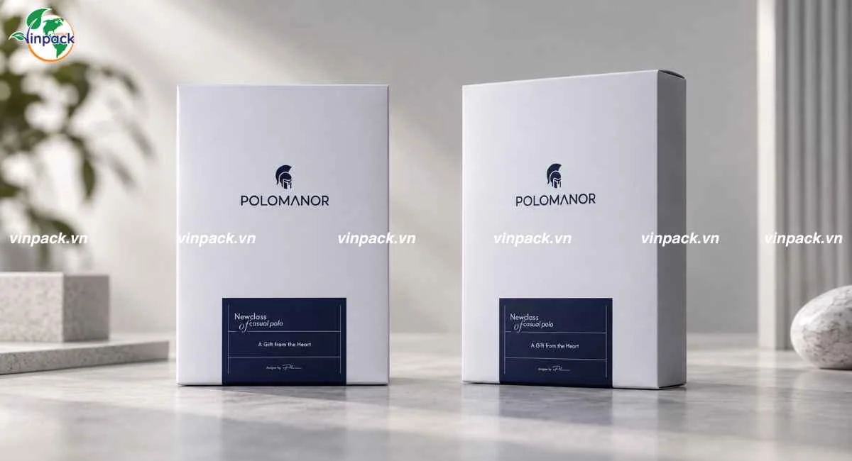 Hộp giấy đựng áo polo in offset logo