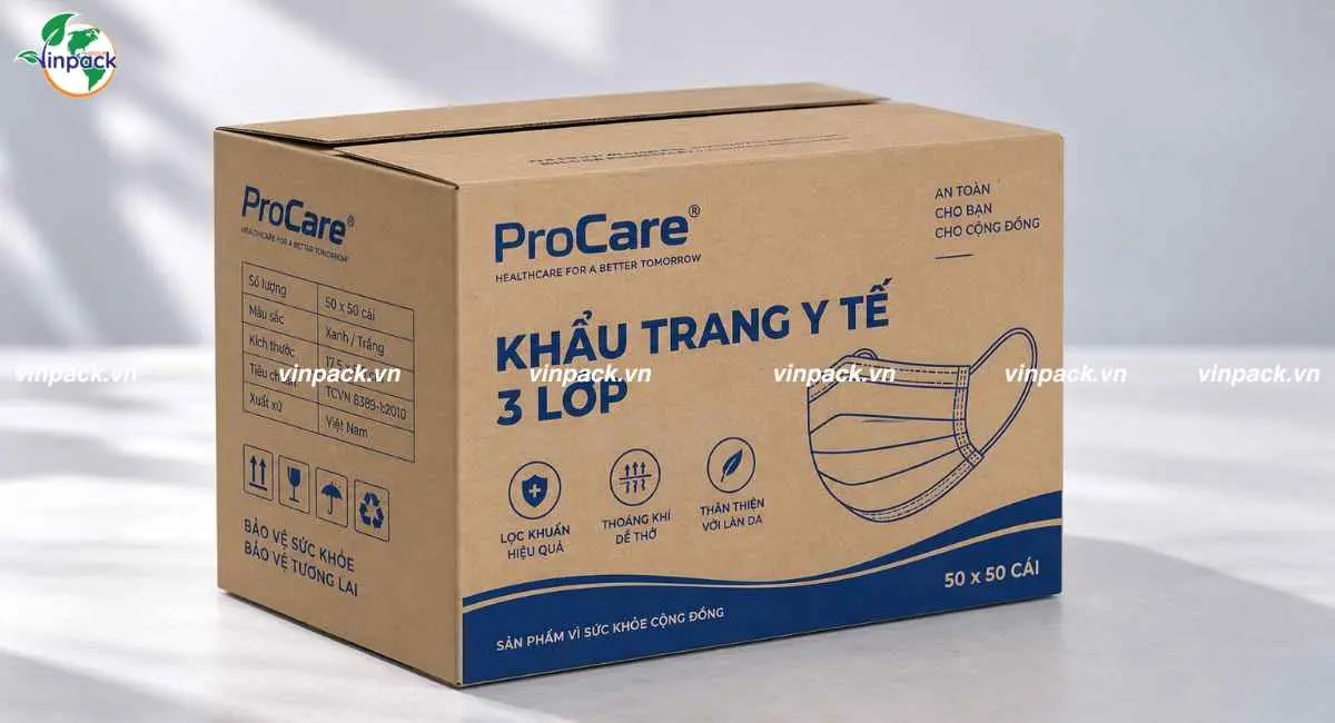 In thùng carton đựng dược phẩm y tế theo yêu cầu