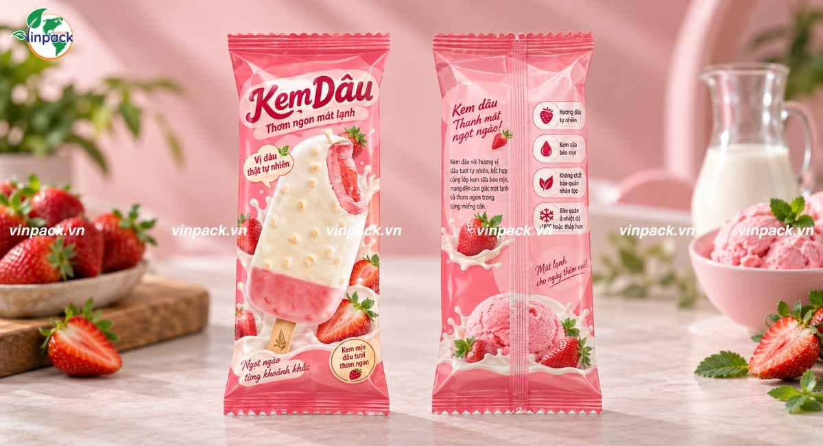 Mẫu bao bì kem que in rõ nét sản phẩm