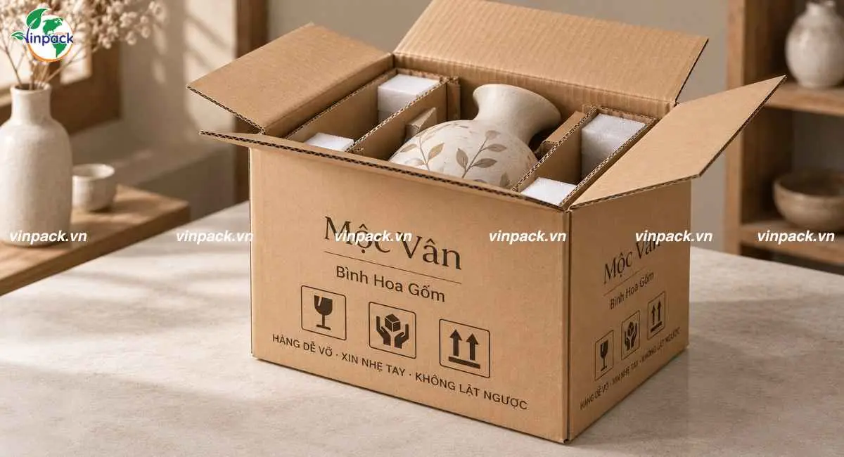 Mẫu thùng carton đựng bình gốm