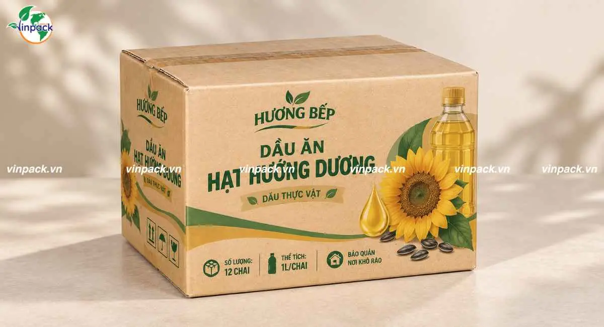 Mẫu thùng carton đựng dầu ăn
