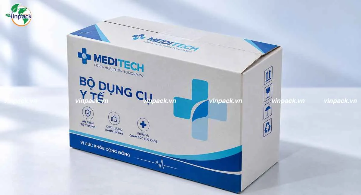Mẫu thùng carton đựng dụng cụ y tế