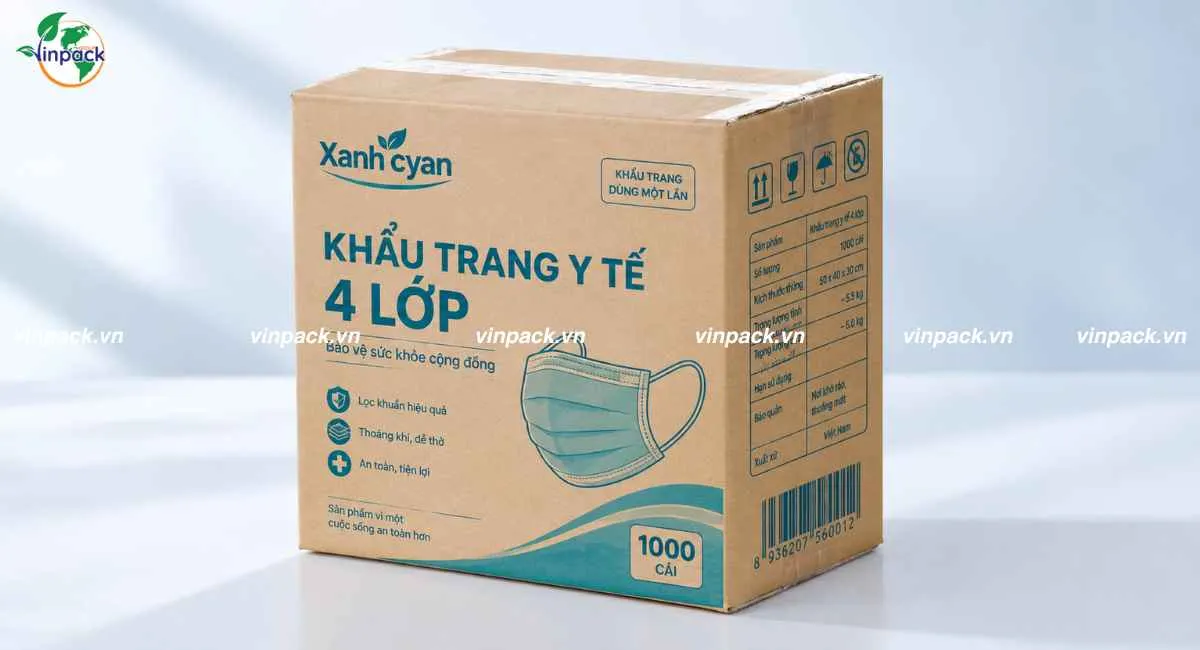 Mẫu thùng carton đựng khẩu trang y tế