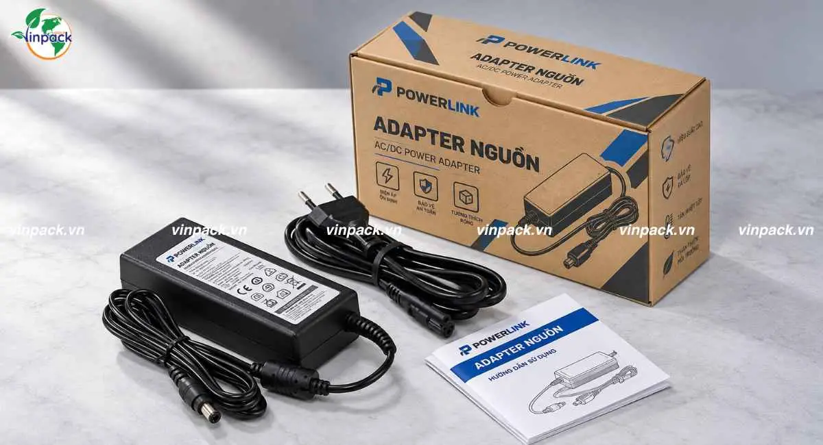 Mẫu thùng carton đựng adapter nguồn