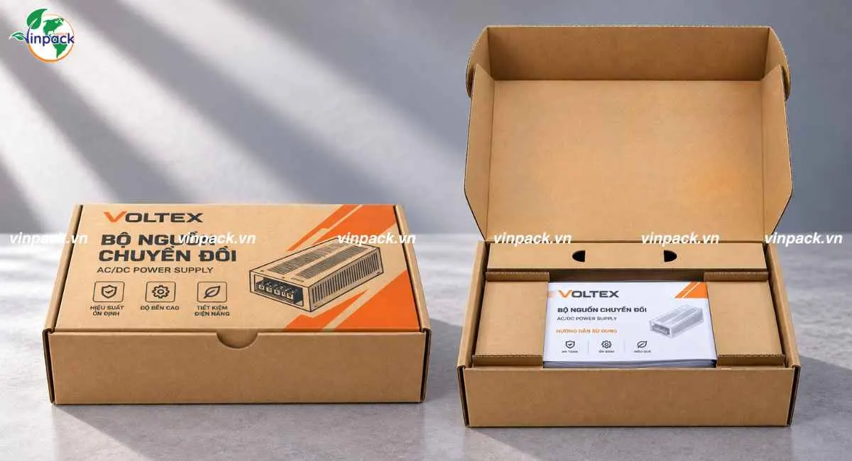 Mẫu thùng carton đựng bộ nguồn chuyển đổi