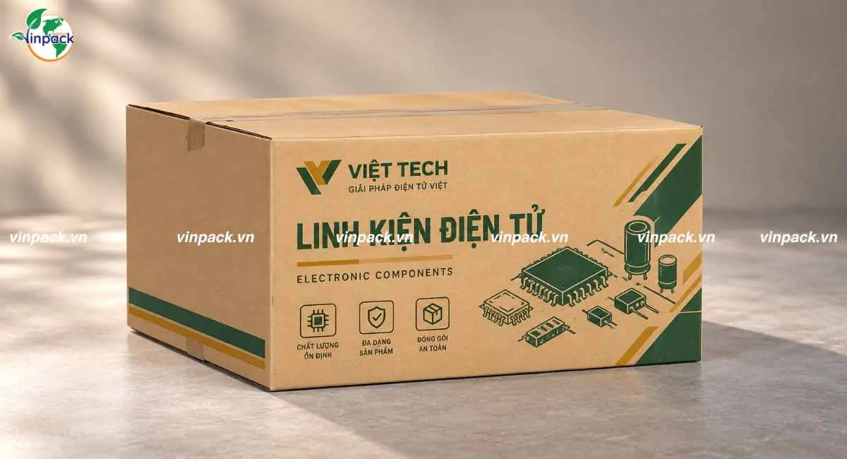 Mẫu thùng carton đựng linh kiện điện tử in logo