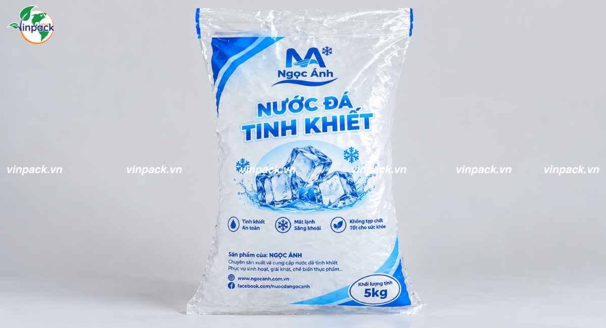 Mẫu túi miệng bằng PE đựng nước đá in theo yêu cầu