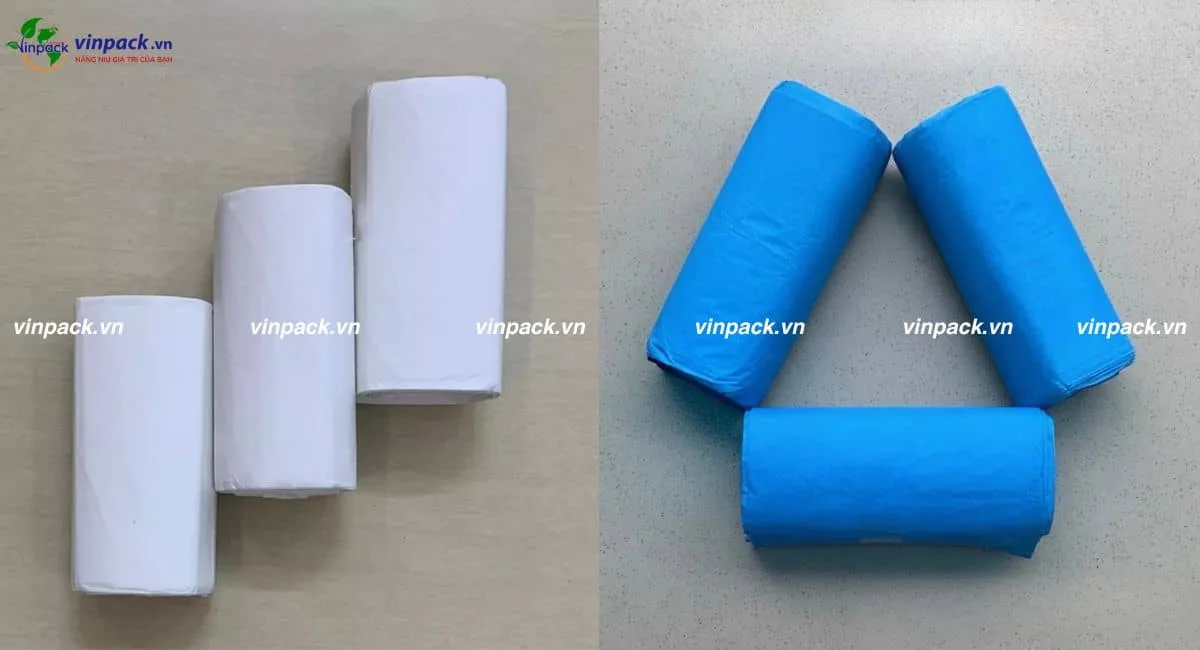 Túi đựng rác cuộn trắng và màu dùng trong khách sạn