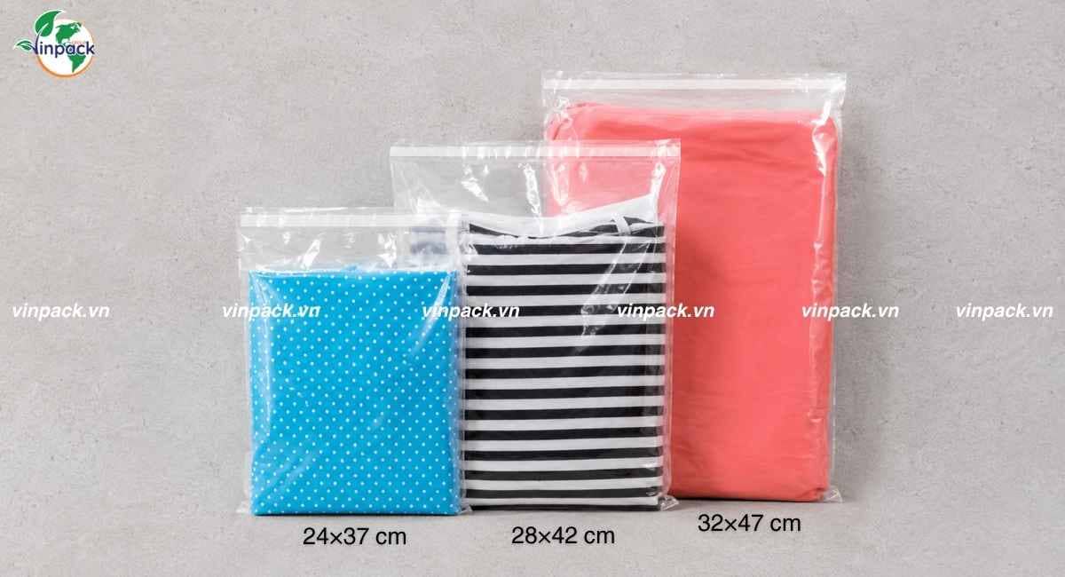 Các kích thước túi PE dán miệng
