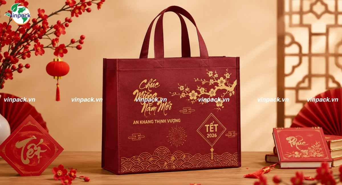 Mẫu túi vải không dệt đựng lịch tết đẹp
