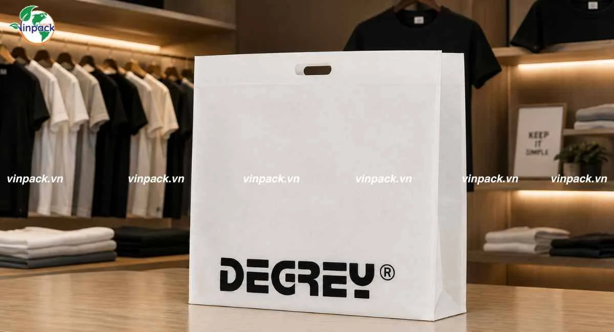 Mẫu túi vải không dệt đục lỗ xoài đựng quần áo cho local brand DEGREY