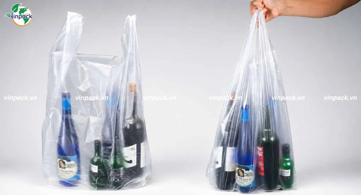 Túi xốp hàng chợ đựng hàng hóa chai lọ