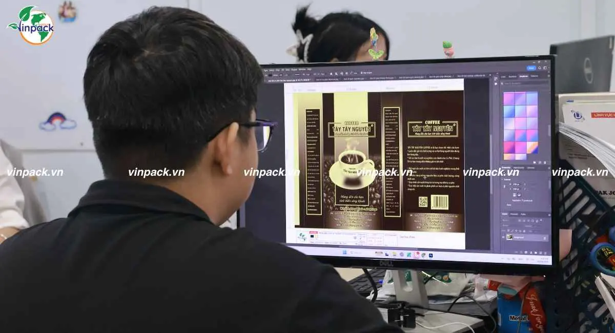 Dàn trang file in 2 màu bao bì cà phê Tây Tây Nguyên Coffee