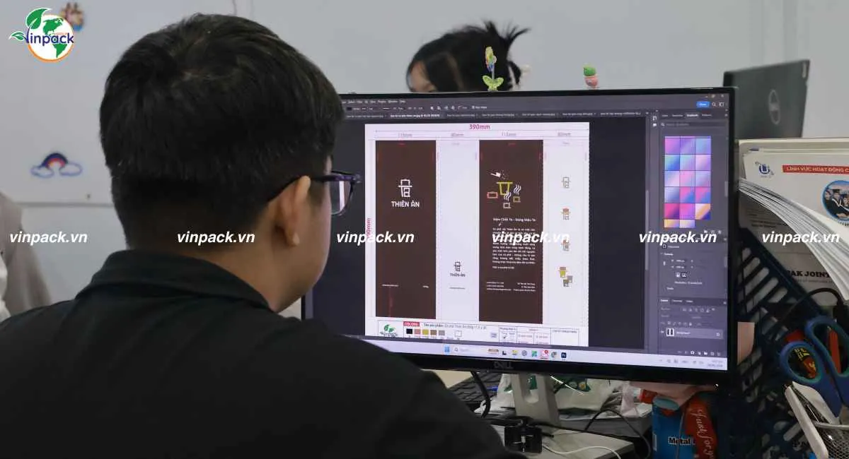 Dàn trang file in bao bì cà phê Thiên Ân Coffee tại Vinpack