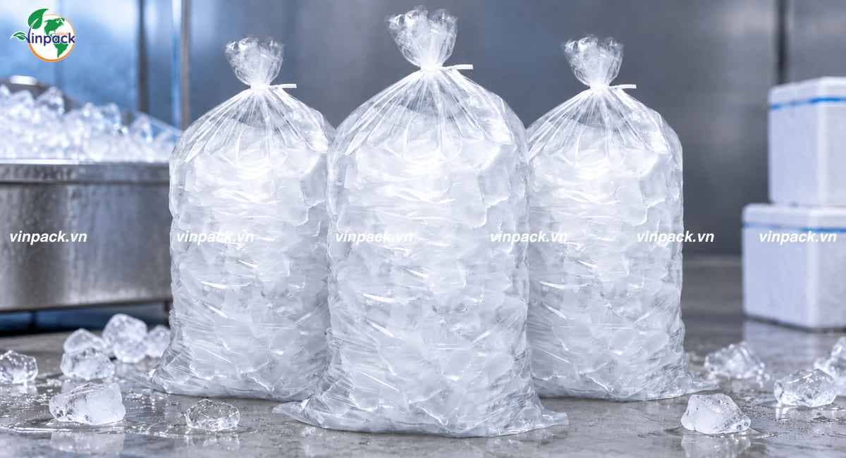 Túi đựng nước đá miệng bằng PE dày kích thước lớn