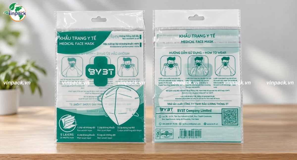 Túi OPP màng ngọc đựng khẩu trang y tế