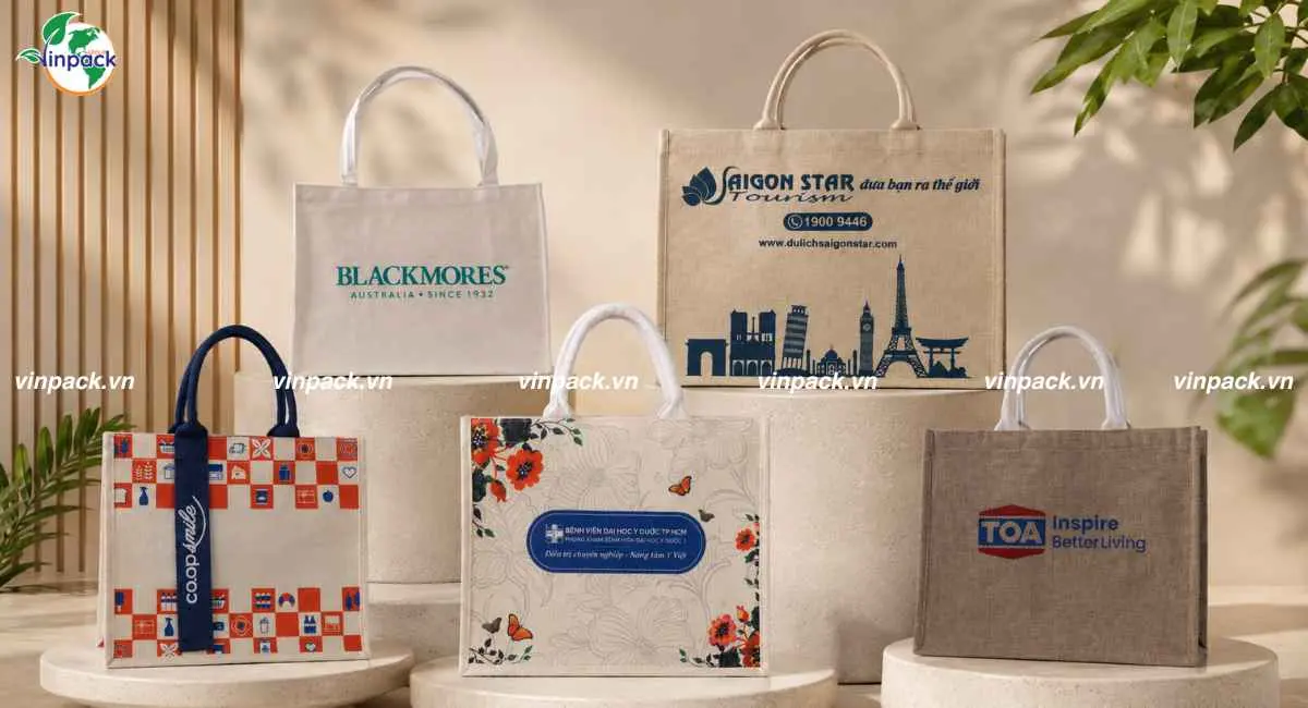 Mẫu bao bì túi vải đay in logo cho doanh nghiệp