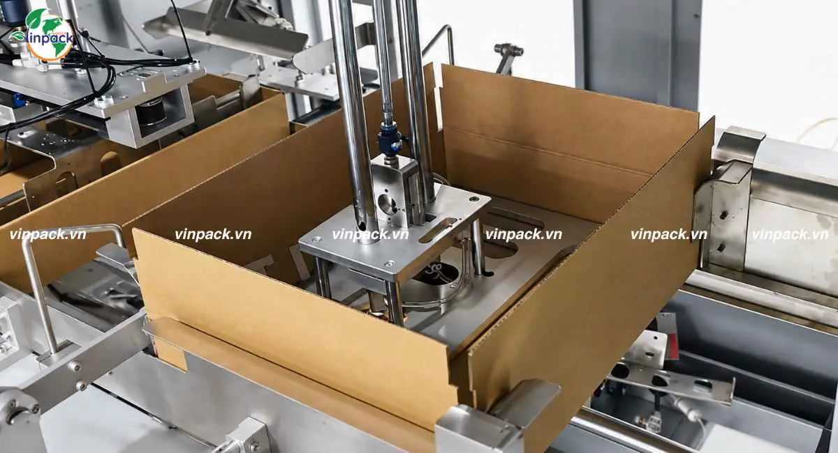 Máy dựng hộp carton tại xưởng Vinpack