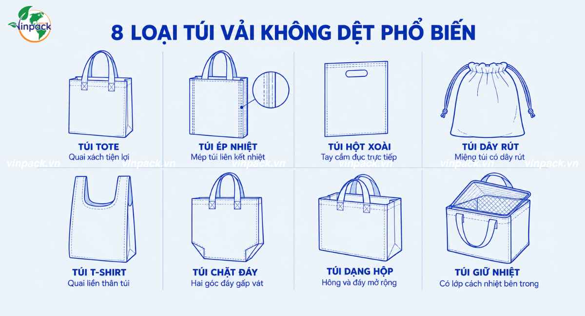 Các loại túi vải không dệt phổ biến