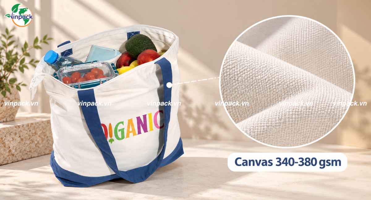 Chất liệu túi canvas có khóa kéo