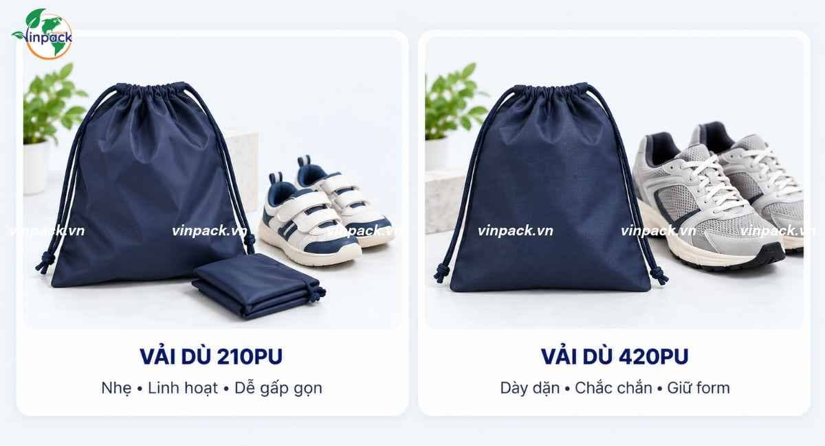 Chất liệu túi vải dù đựng giày