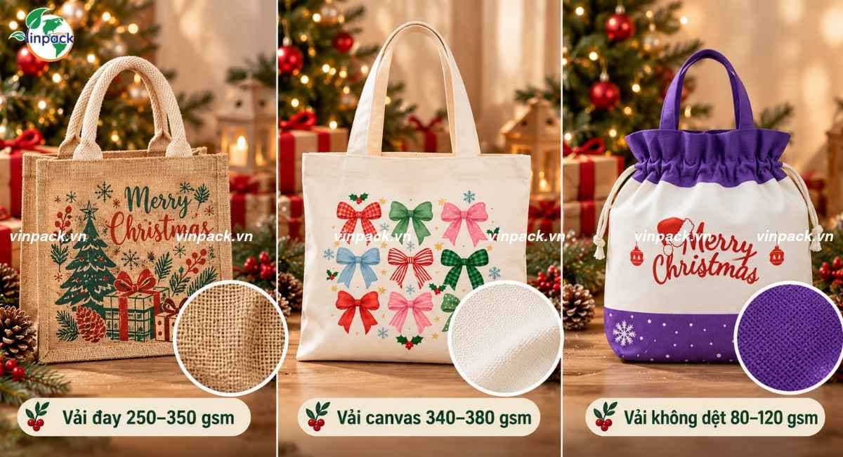 Chất liệu túi vải đựng quà noel