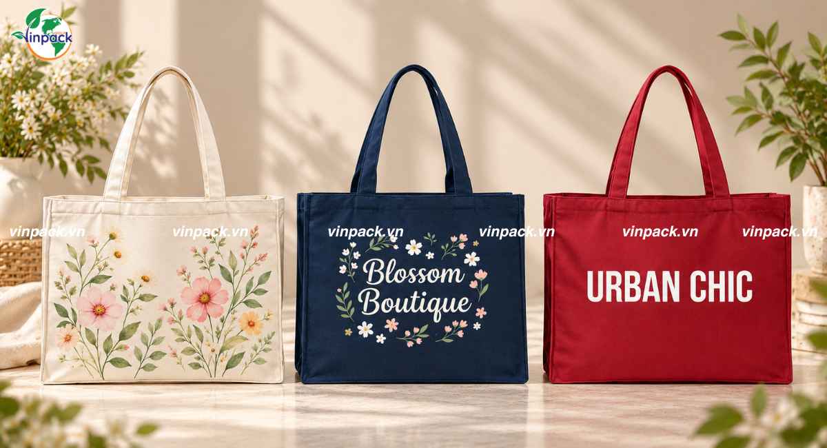 Dịch vụ in túi canvas dạng hộp theo yêu cầu