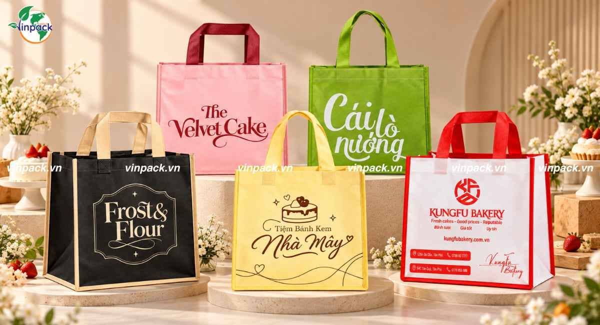 Dịch vụ in túi vải không dệt đựng bánh kem