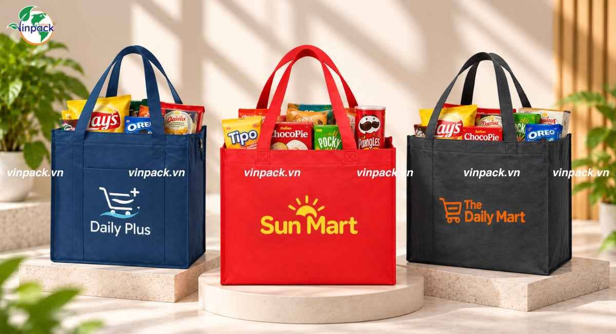 Dịch vụ in túi vải không dệt siêu thị