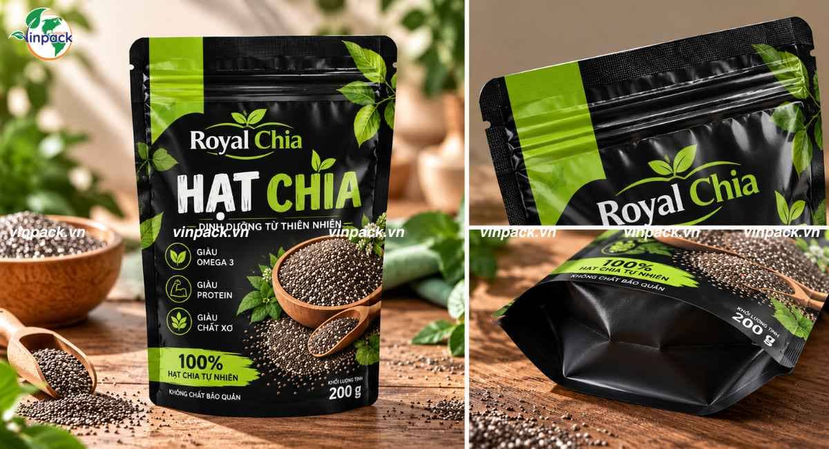 Bao bì hạt chia dạng túi zip đáy đứng