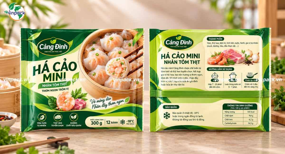 Mẫu bao bì há cảo mini